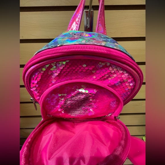Disney Stitch and Angel Mini Holographic Backpack with Pink Sequence - Picture 5 of 7